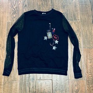 Lou Jo girls sweater with mesh svleeves